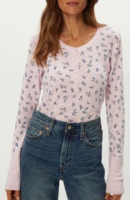 Michael Stars Regan Floral Waffle Knit Henley