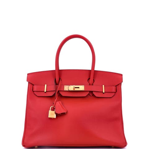 Birkin Handbag Red Epsom with Gold Hardware 30