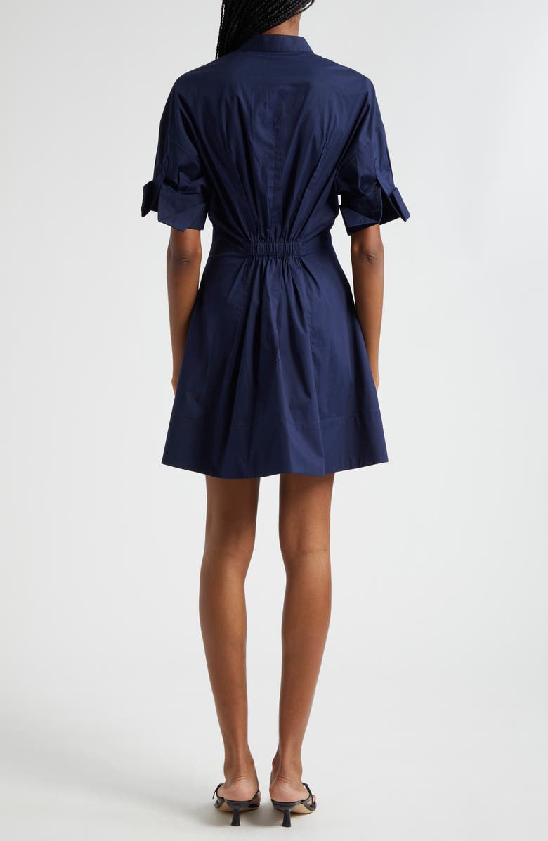 STAUD Lorenza Stretch Cotton Mini Shirtdress, Alternate, color, Navy