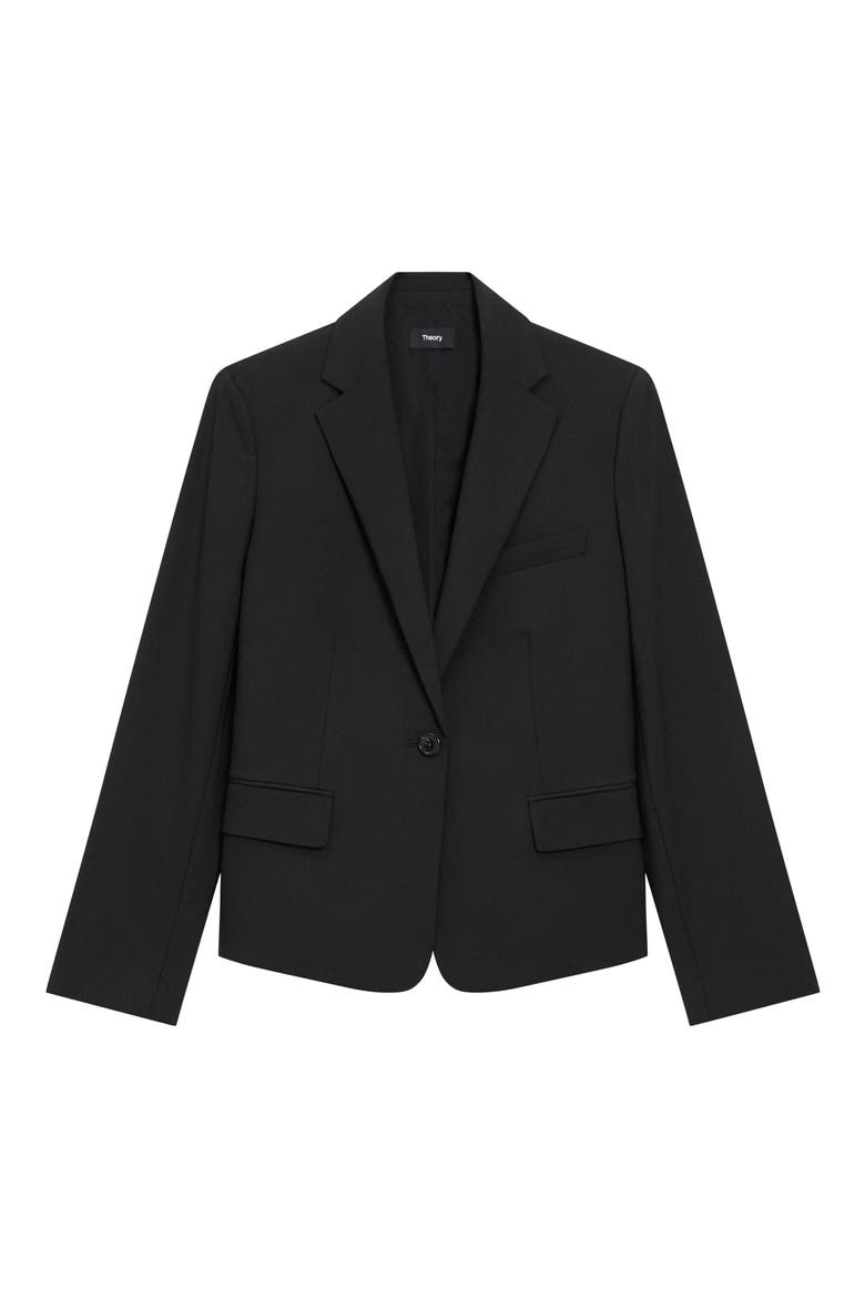 Slim Fit Stretch Wool One Button Blazer, Alternate, color, BLACK