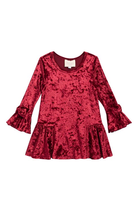 Kids' Velvet Flared Sleeve Dress (Toddler & Little Kid)