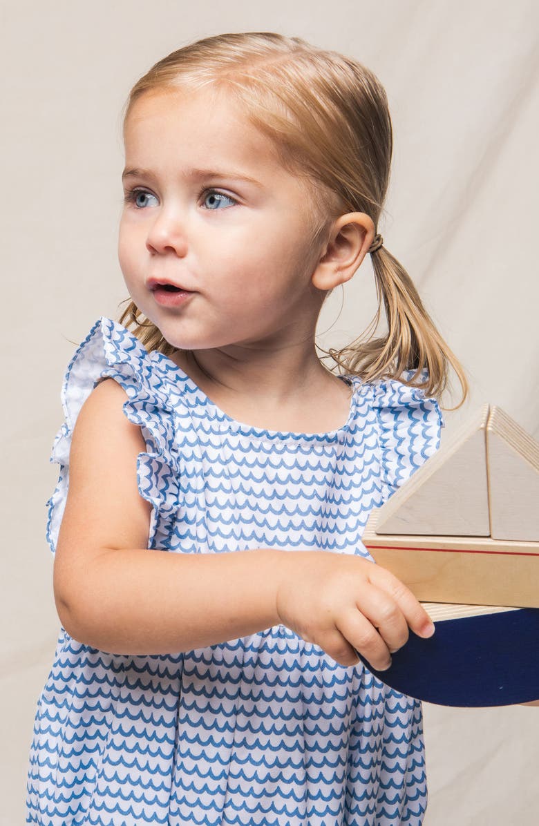 Petite Plume La Mer Ruffle Romper, Alternate, color, Blue