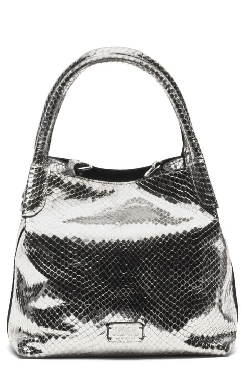 Teeny Sweet Pea Snakeskin Embossed Metallic Leather Handbag