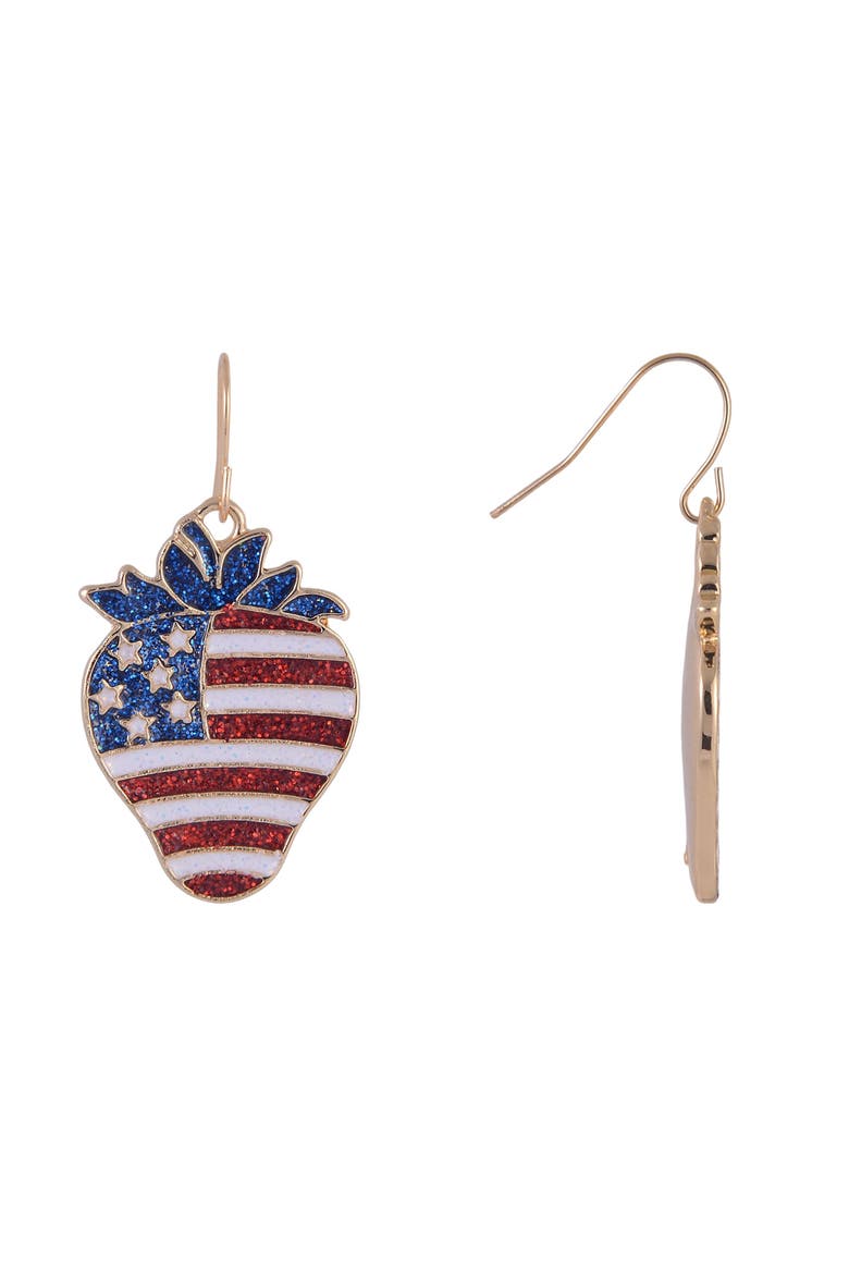 American Flag Strawberry Earrings, Alternate, color, Red