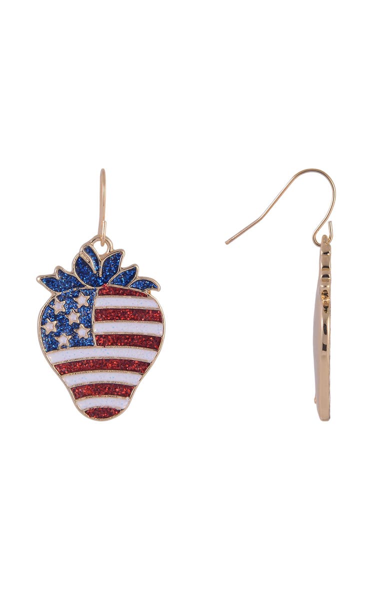 Hallmark American Flag Strawberry Earrings, Alternate, color, Red