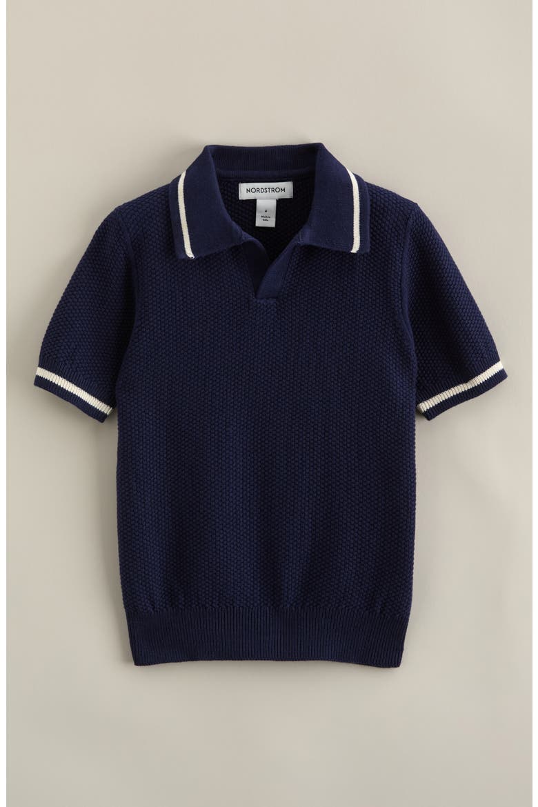 Kids' Texture Polo Sweater, Main, color, NAVY PEACOAT