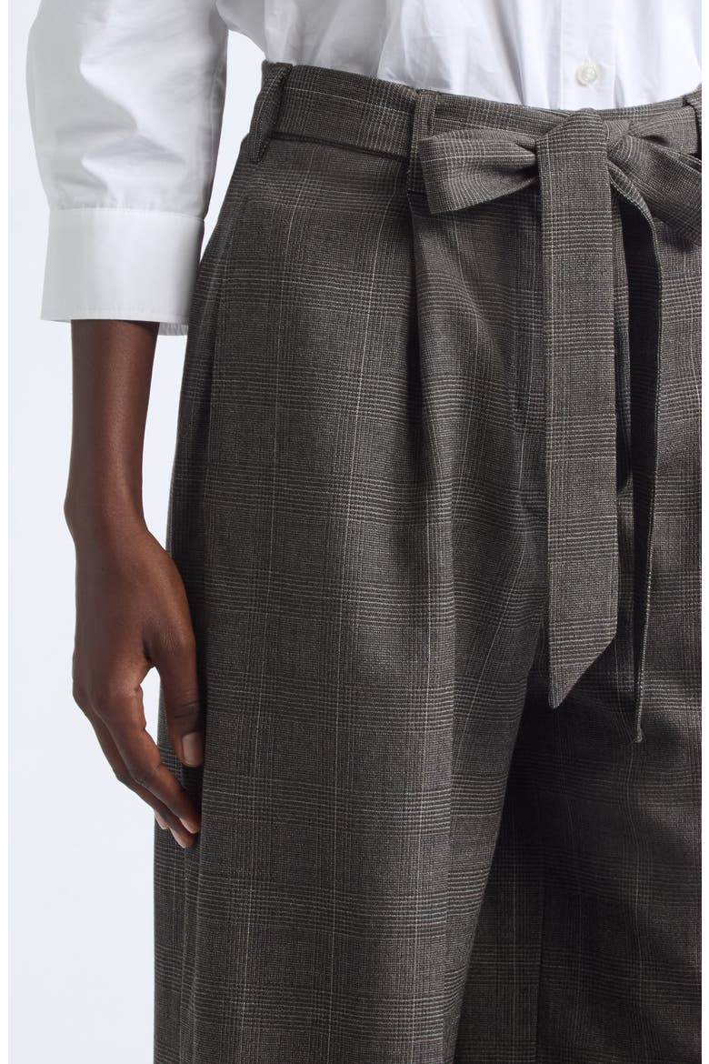 Pleated Wide Leg Stretch Virgin Wool Sash Trousers, Alternate, color, PEAT