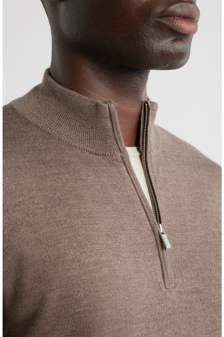 Autumn Crest Merino Wool Blend Quarter Zip Sweater, Alternate, color, POPLAR BROWN