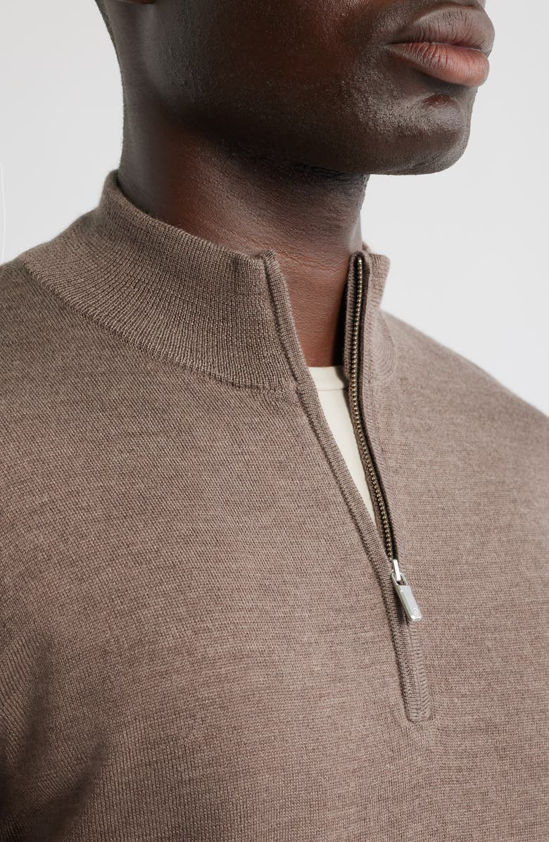 Peter Millar Autumn Crest Merino Wool Blend Quarter Zip Sweater, Alternate, color, Poplar Brown
