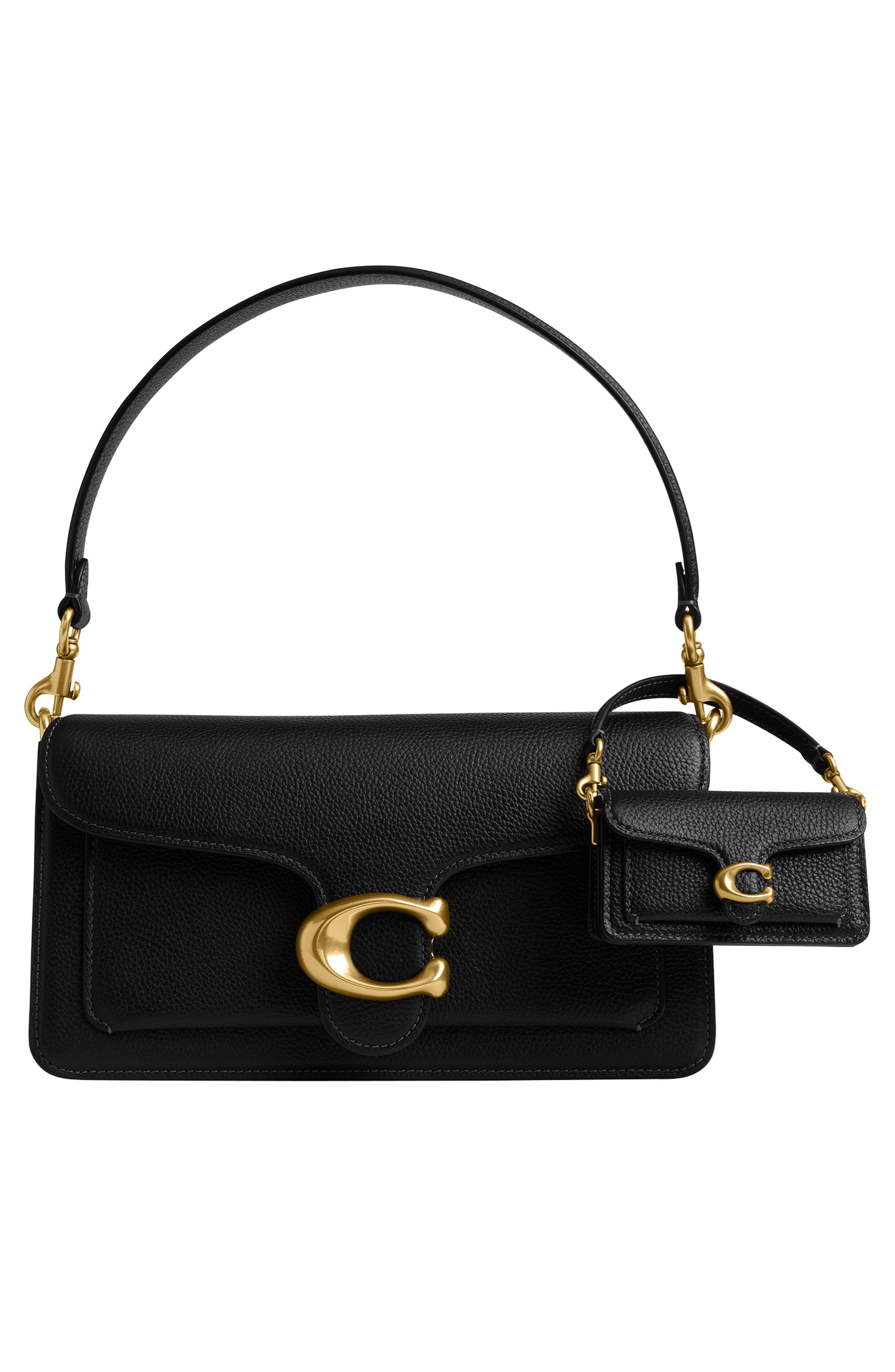 COACH Leather Tabby Bag Charm, Alternate, color, B4/ Black