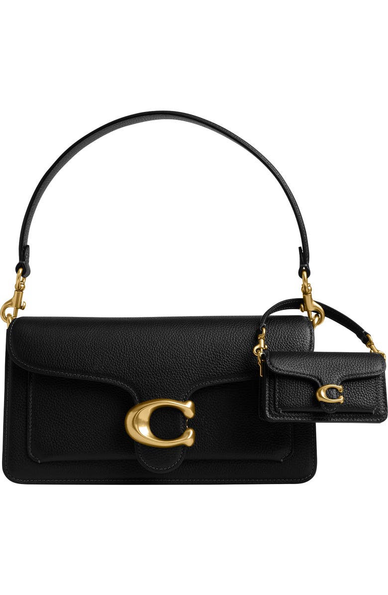 COACH Leather Tabby Bag Charm, Alternate, color, B4/ Black