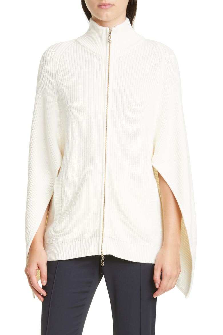 Leilane Cape Sleeve Wool Blend Cardigan, Main, color, OPEN WHT