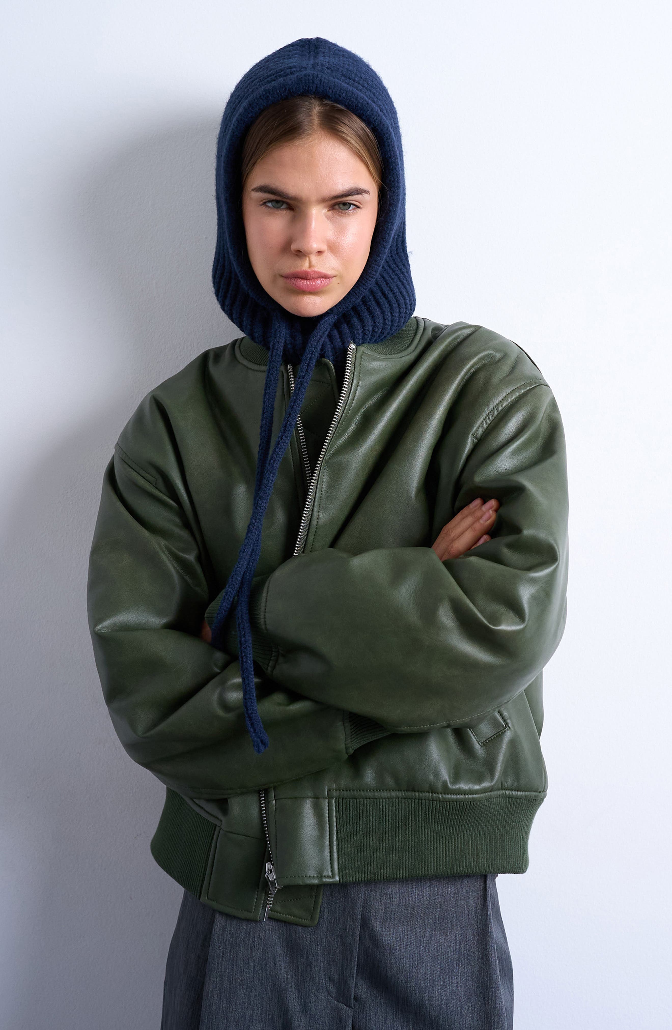 Topshop Hero Rib Drawstring Balaclava