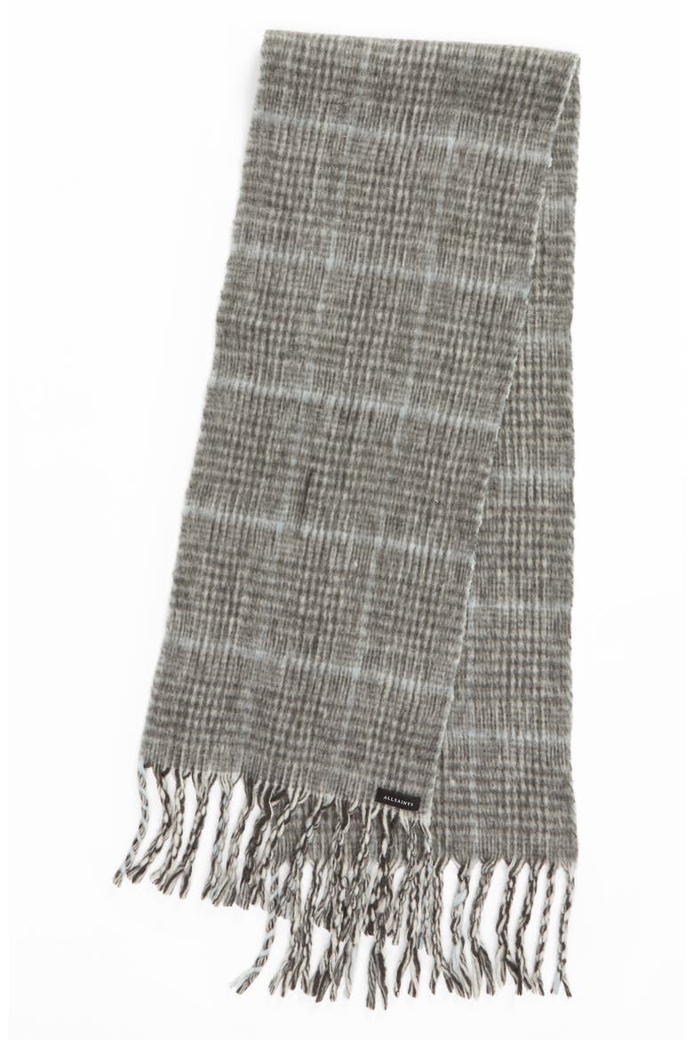 Plaid Brushed Wool Blanket Scarf, Alternate, color, BLACK/ GREY