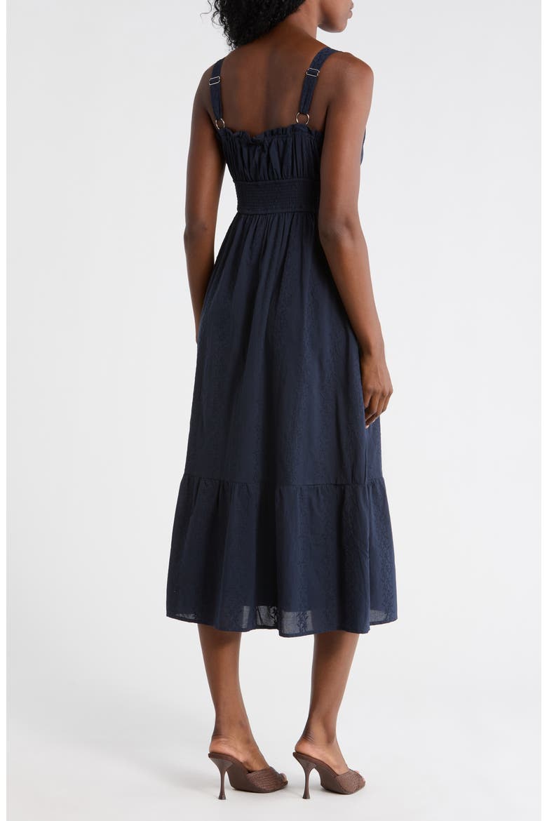 Front Bow Cotton Midi Sundress, Alternate, color, NAVY