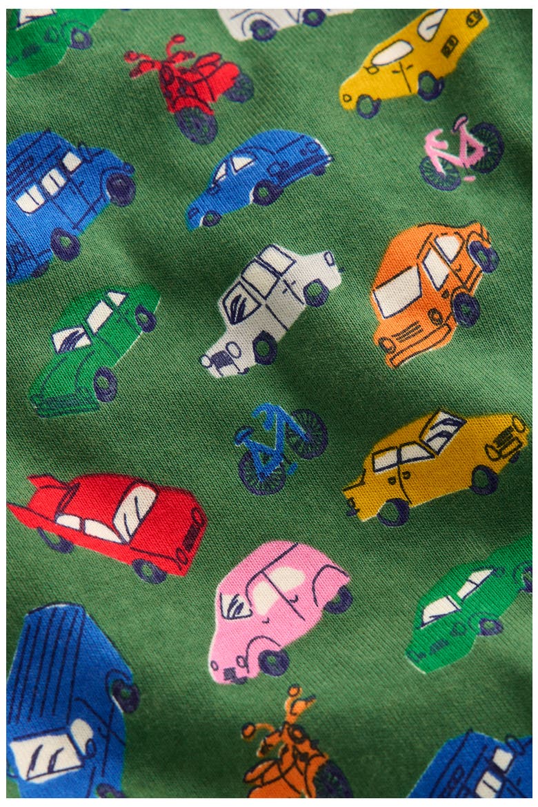 Kids' Print Fitted Two-Piece Cotton Pajamas, Alternate, color, WILLOW GREEN TRAFFIC JAM