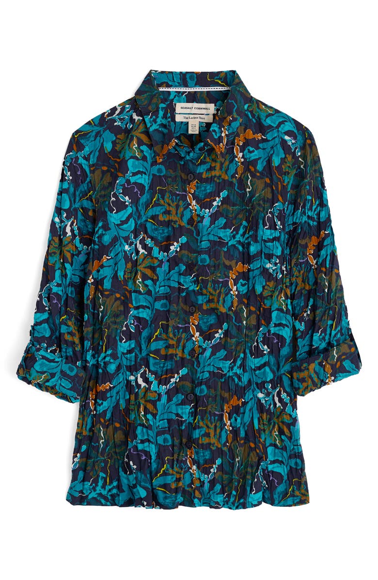 Seasalt Cornwall Larissa Printed Organic Cotton Button-Up Shirt, Alternate, color, Floating Fronds Maritime