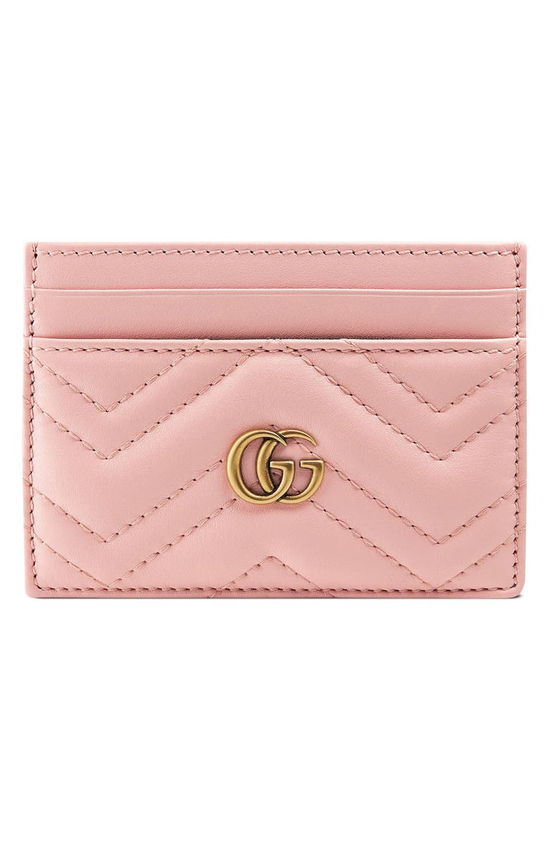 Gucci Matelassé Leather Card Case, Main, color, 