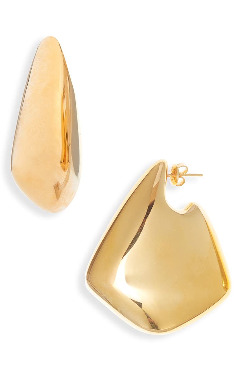 Bottega Veneta Small Vahuo Fin Earrings, Main, color, 8120 Yellow Gold