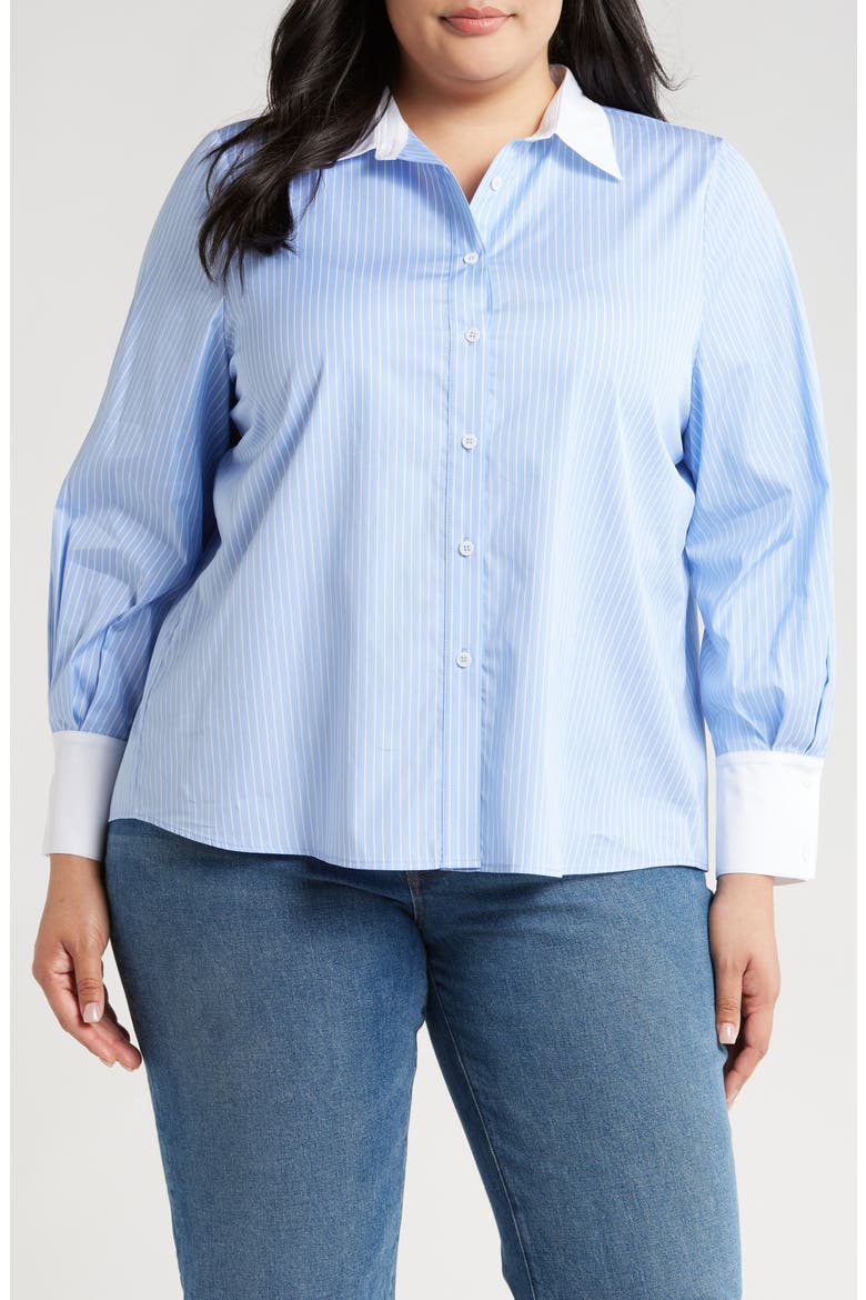 Caris Shirt, Main, color, BLUE PINSTRIPES