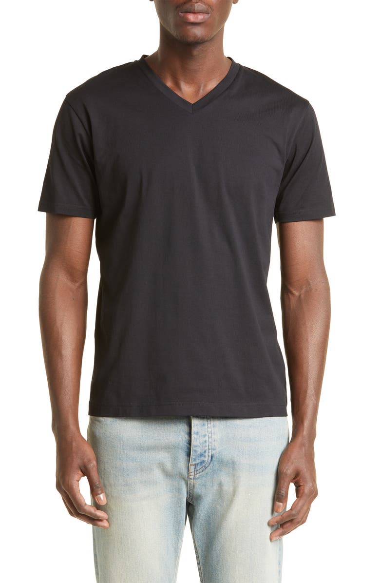 Sunspel V-Neck T-Shirt, Main, color, Black