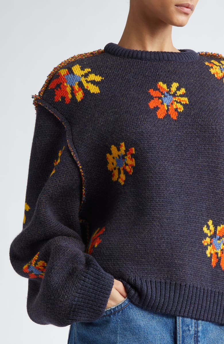 Meryll Rogge Daisy Jacquard Merino Wool Sweater, Alternate, color,