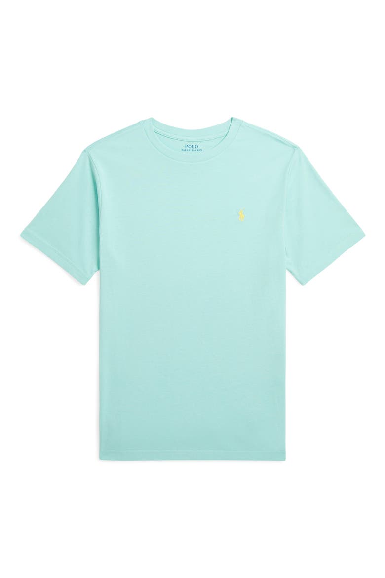 Kids' Solid Cotton Crewneck T-Shirt, Main, color, PARAKEET/ C1231
