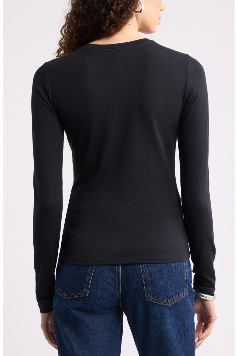 Pima Cotton & Tencel Modal Long Sleeve T-Shirt, Alternate, color, BLACK