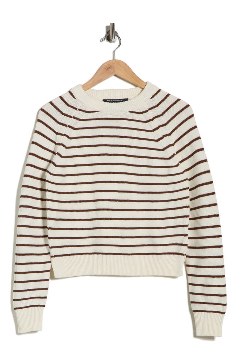 Mozart Stripe Crewneck Sweater, Alternate, color, MOCHA-CARAMEL