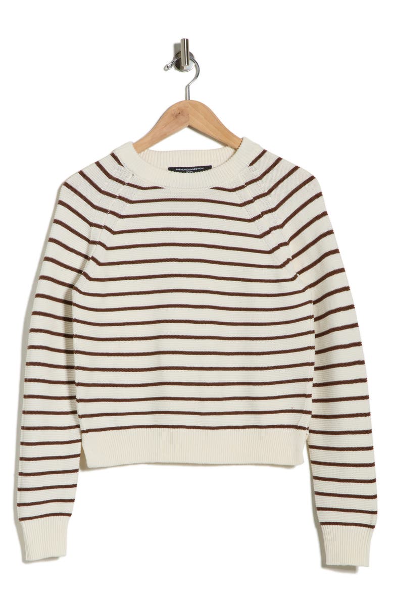 French Connection Mozart Stripe Crewneck Sweater, Main, color, Mocha-Caramel