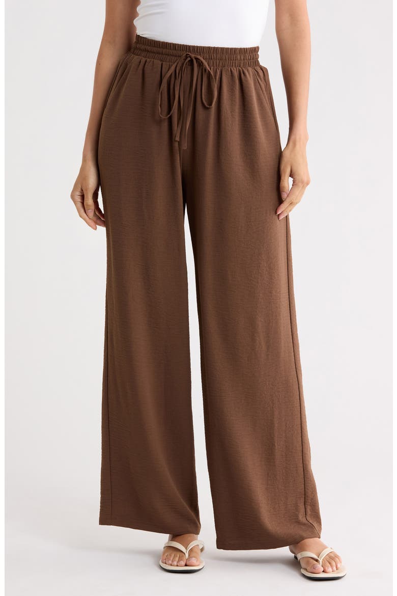 Airflow Pull-On Wide Leg Pants, Main, color, BROWN TERRA