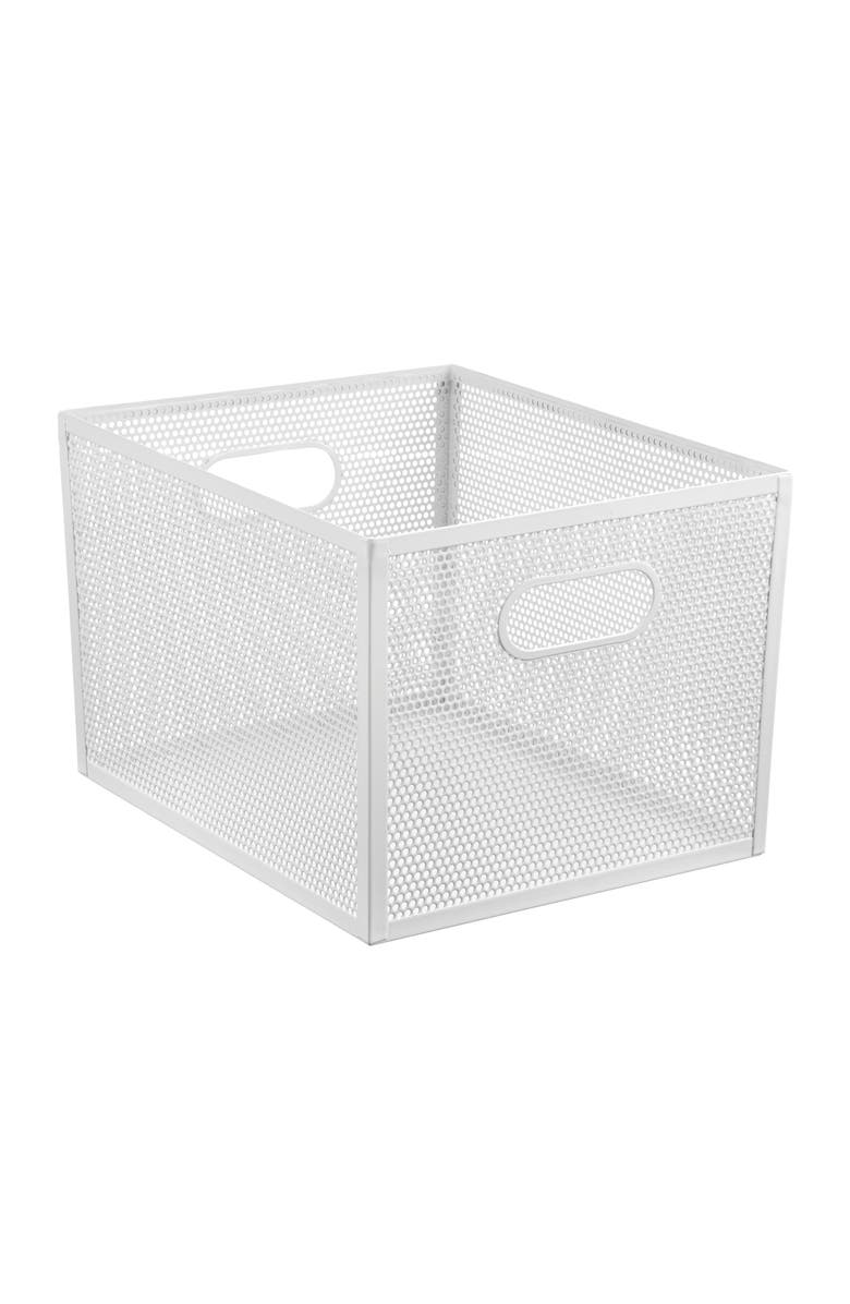 mDesign Perforated Metal Storage Bin with Handles for Pantry - Set of 4 - White, Alternate, color, White