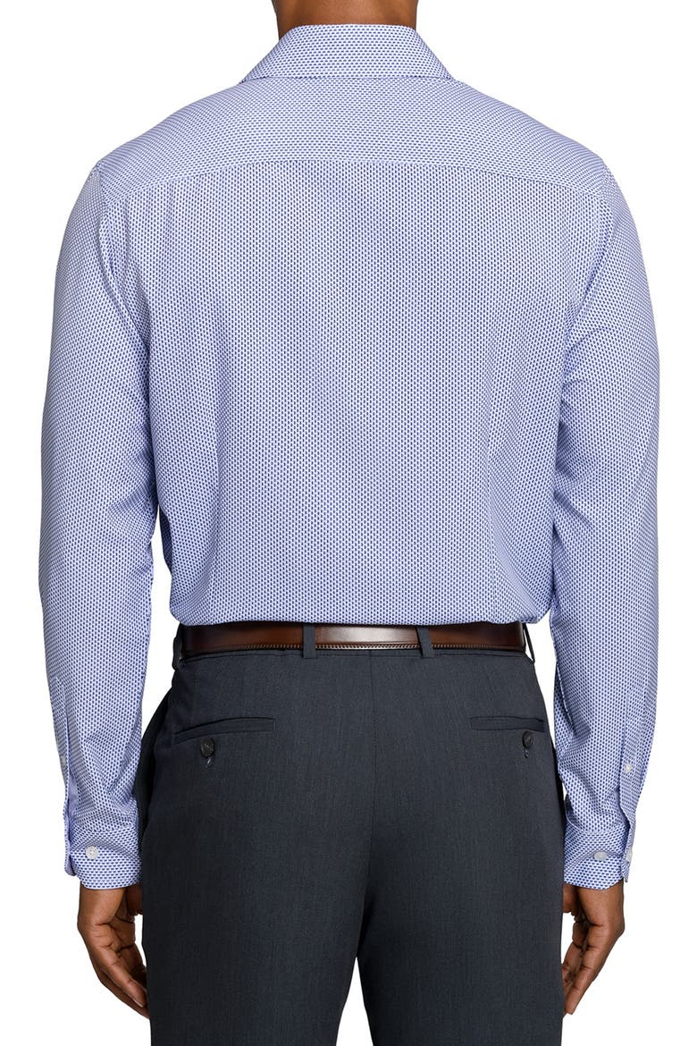 Slim Fit Tile Print Performance Dress Shirt, Alternate, color, WHITE/ PURPLE