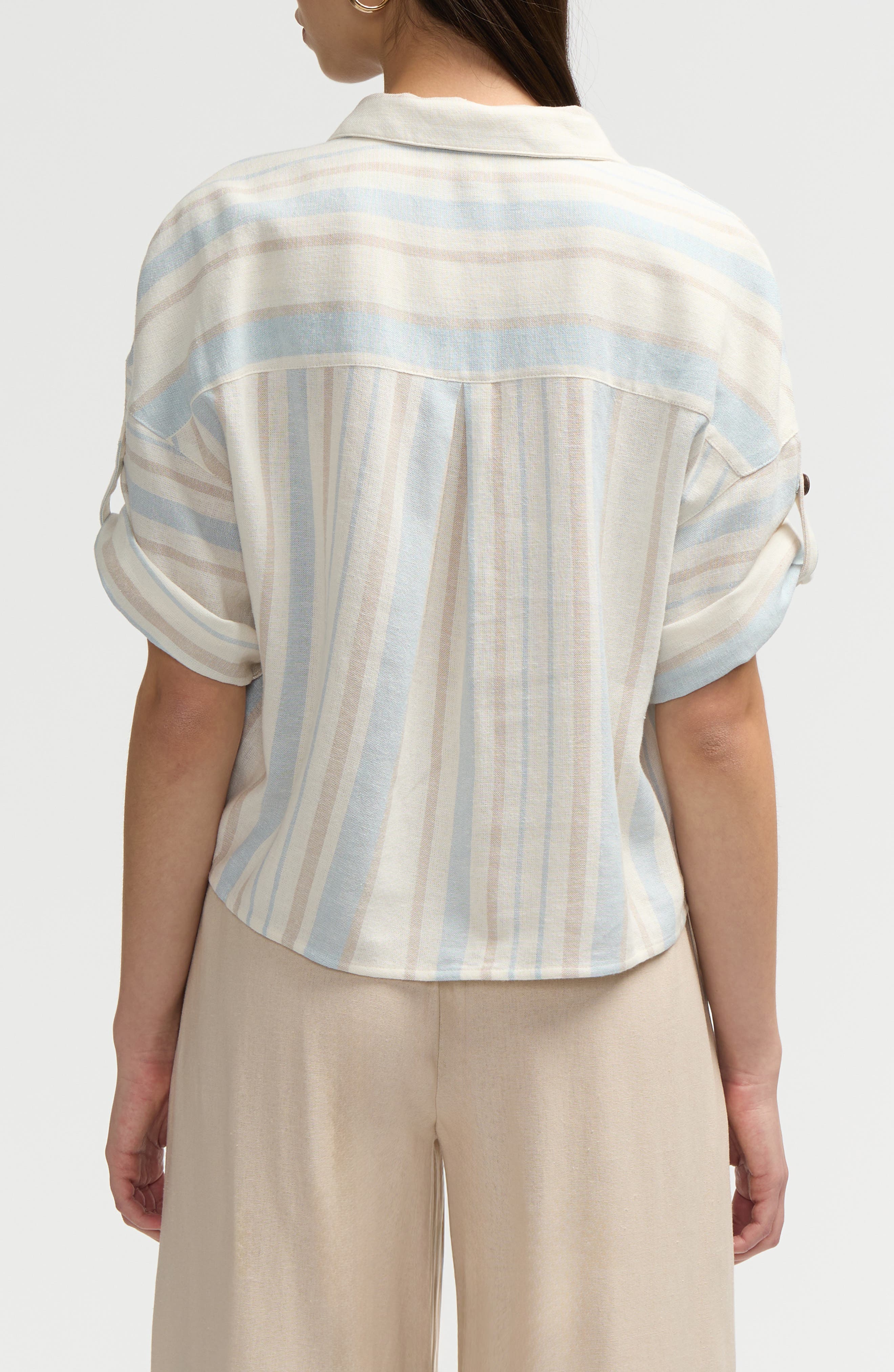 Short Sleeve Crop Button-Up Shirt - image 2