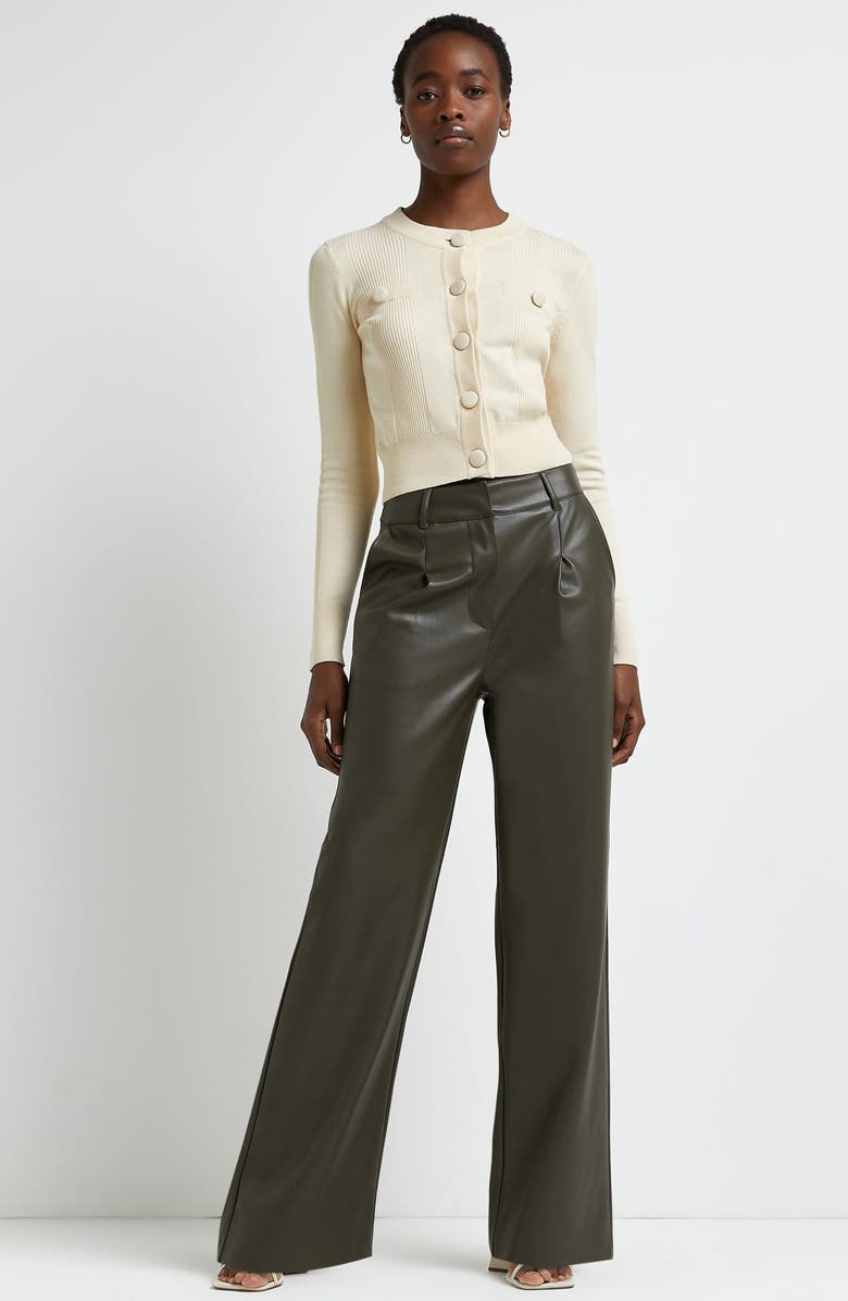 River Island Ribbed Crop Cardigan, Alternate, color,