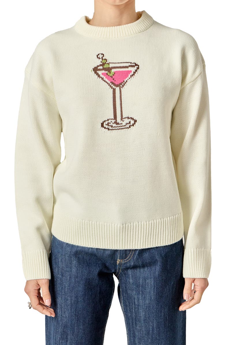 English Factory Cocktail Sweater, Alternate, color, Cream