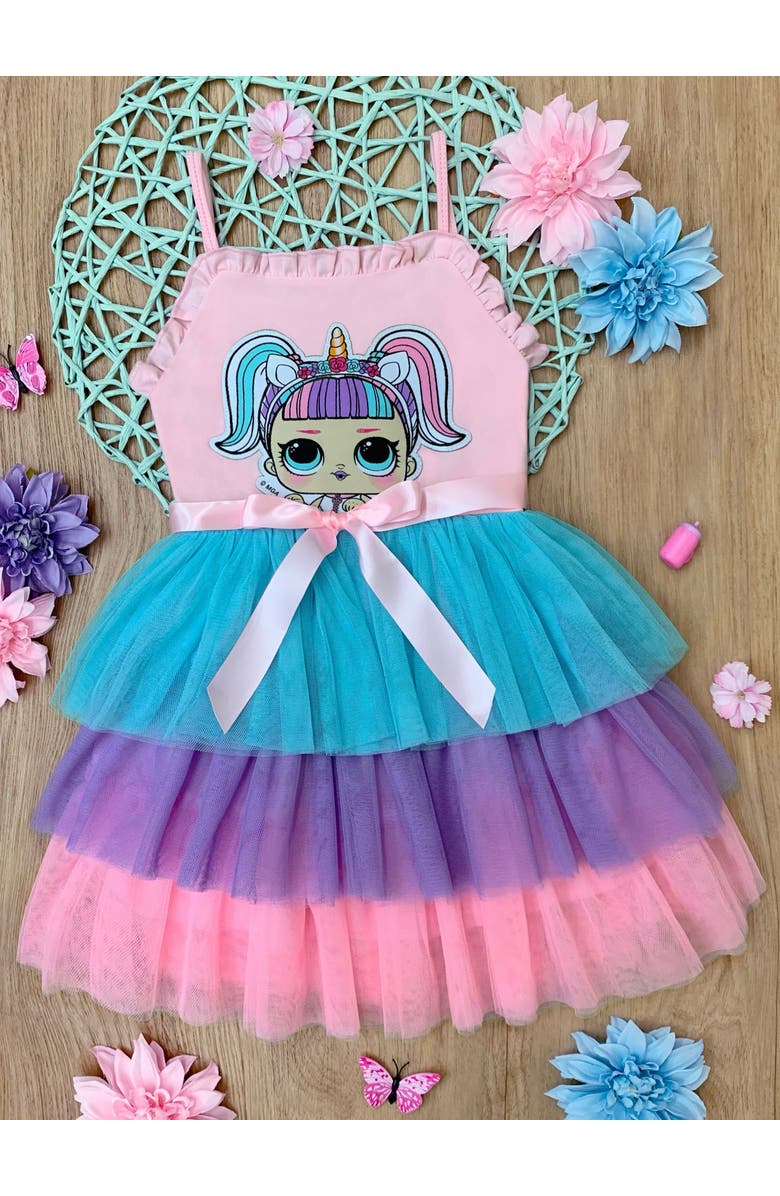 Mia Belle Girls L.O.L. SURPRISE! Unicorn Casual Tutu Dress, Alternate, color, Pink