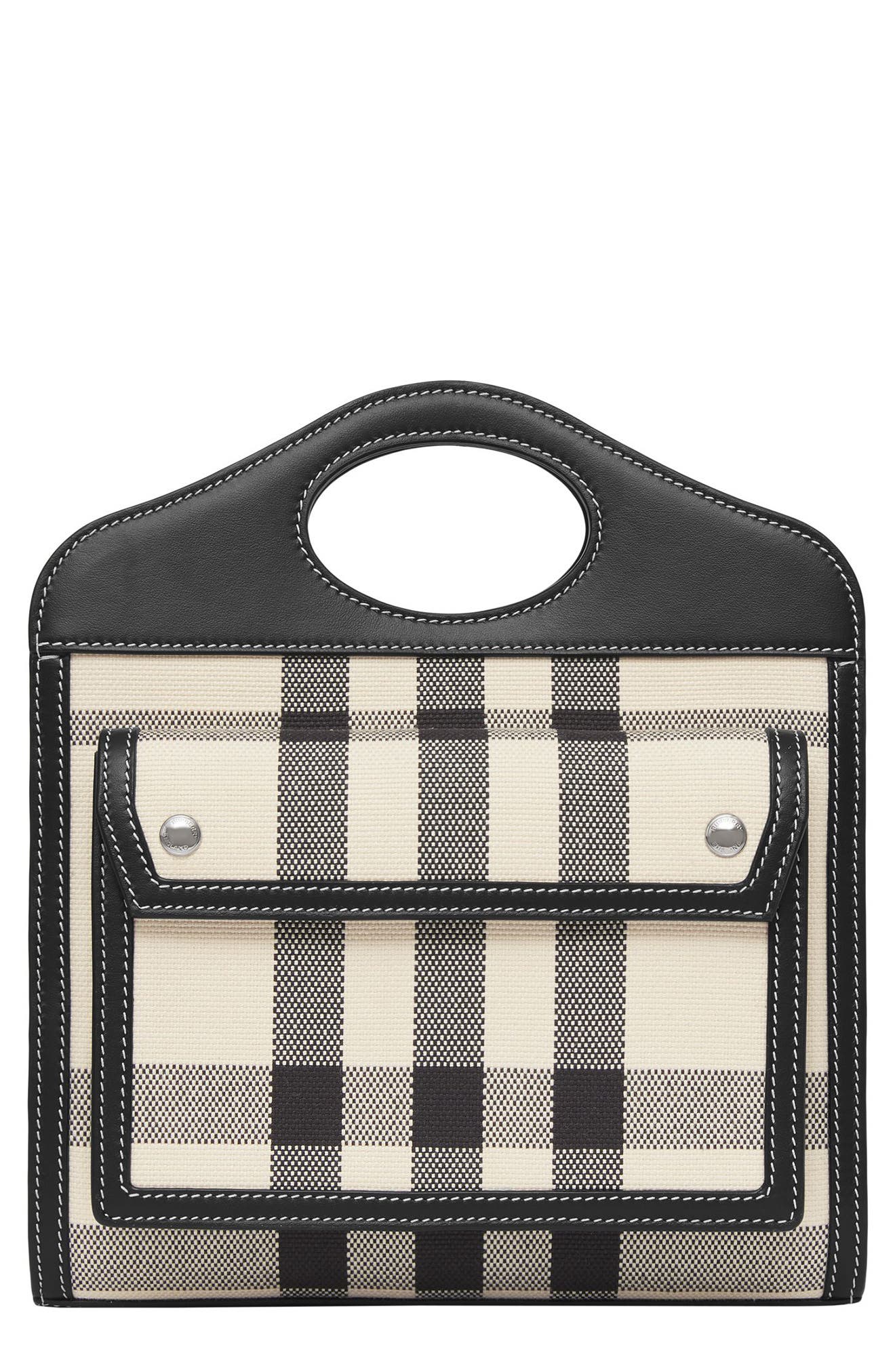 Burberry Check Jacquard Pocket Tote, Main, color, 