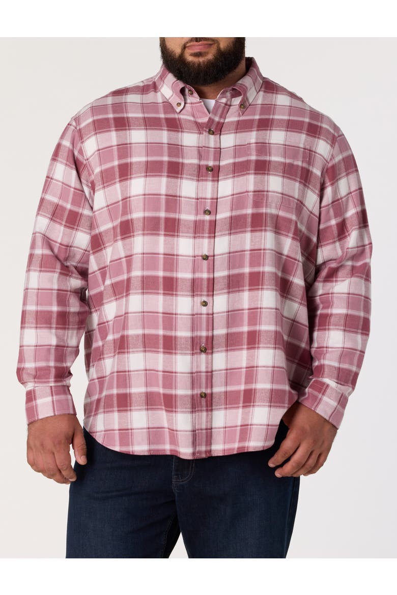 Big & Tall Medium Plaid Flannel Sport Shirt V3, Main, color, PINK