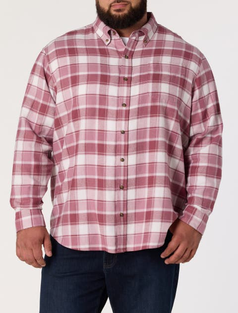 Big & Tall Medium Plaid Flannel Sport Shirt V3