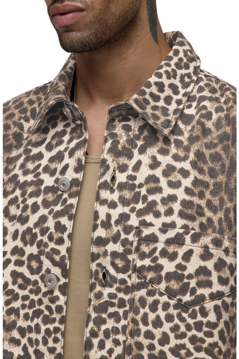 Rex Oversize Short Sleeve Cotton Poplin Button-Up Shirt, Alternate, color, CHEETAH