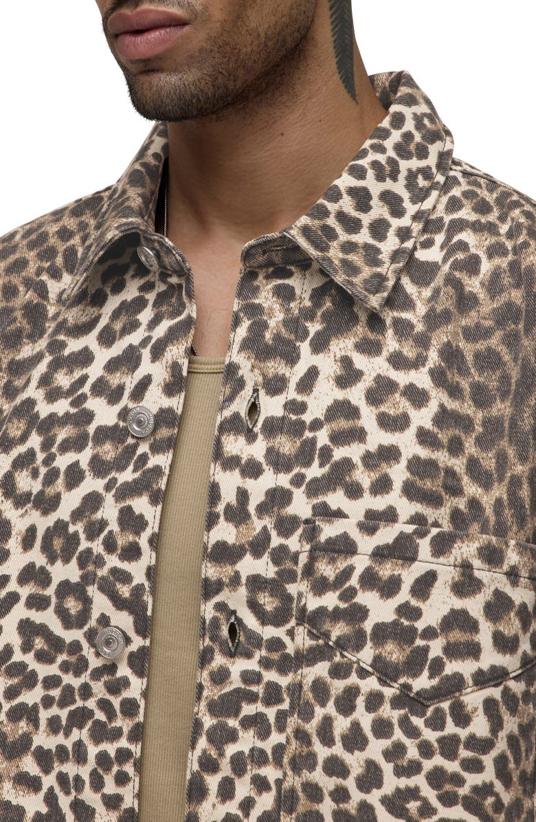 Hudson Jeans Rex Oversize Short Sleeve Cotton Poplin Button-Up Shirt, Alternate, color, Cheetah