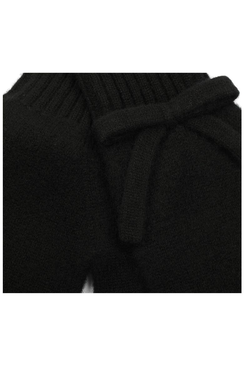 bow detail wool gloves, Alternate, color, BLACK