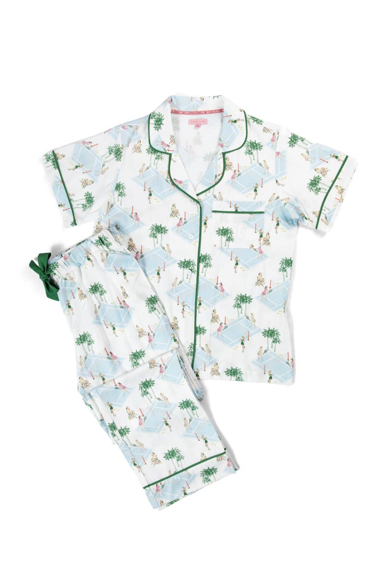 Katie Kime Palm Courts Pajama Pants Set, Alternate, color, Blue