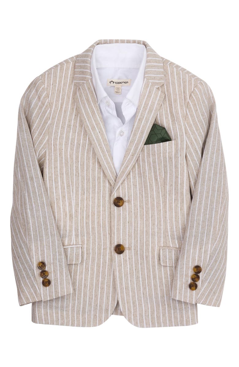 Appaman Kids' Cotton & Linen Sport Coat, Main, color, Sand Stripe
