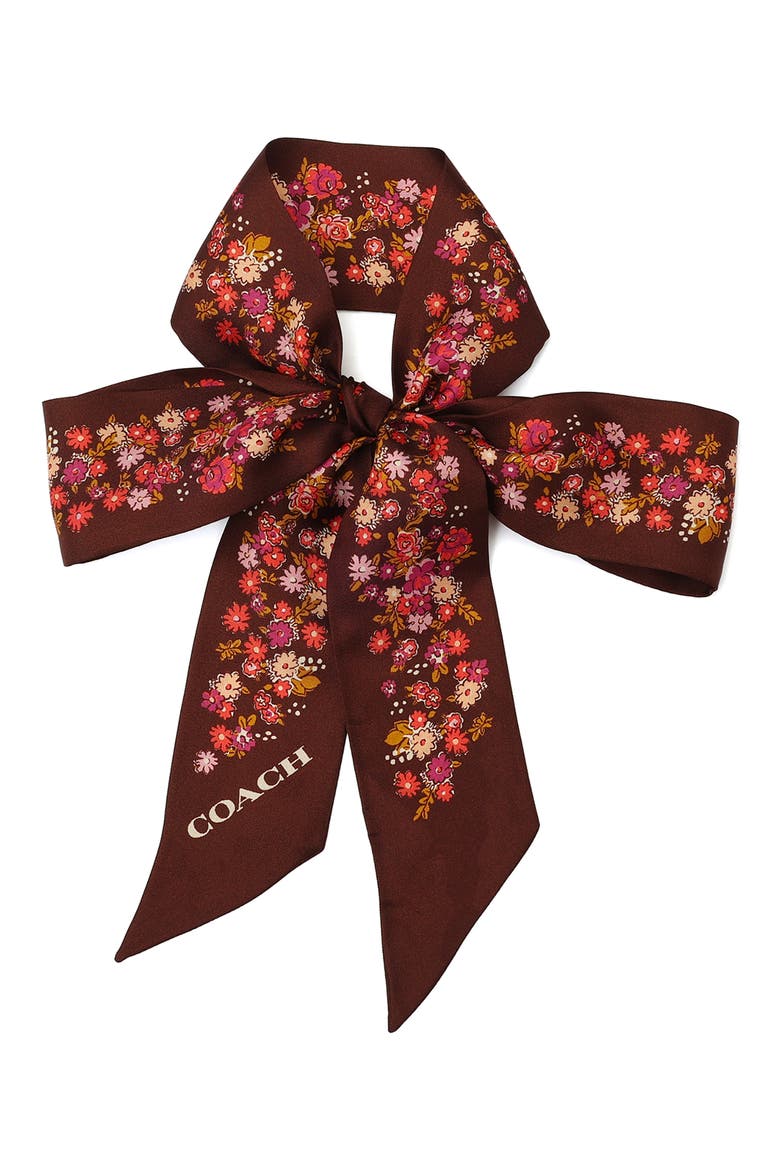 Posey Cluster Silk Scarf, Alternate, color, BROWN MULTI