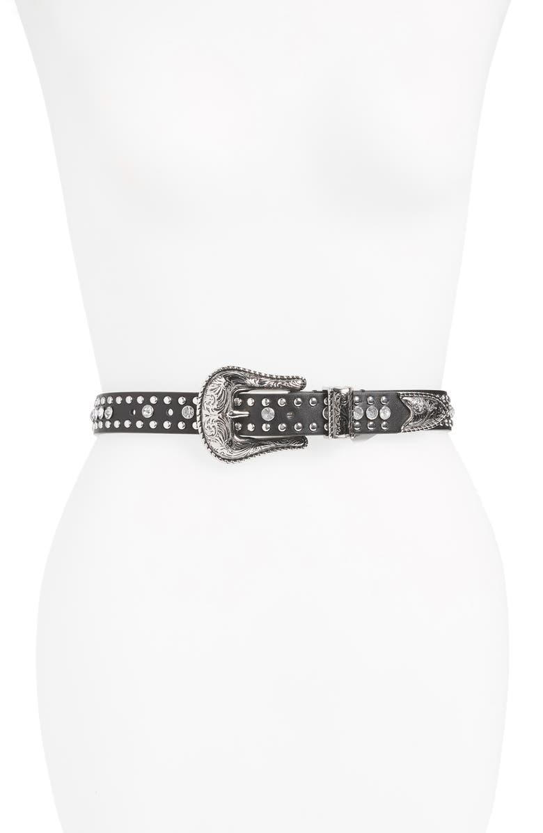 Steve Madden Western Crystal Belt, Main, color,