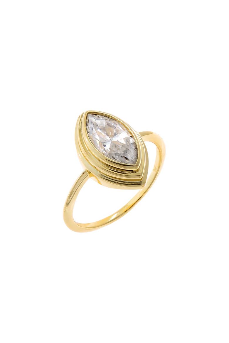 Moissanite Double Bezel Marquise Ring, Main, color, Gold