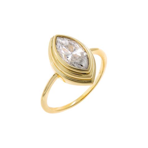 Moissanite Double Bezel Marquise Ring