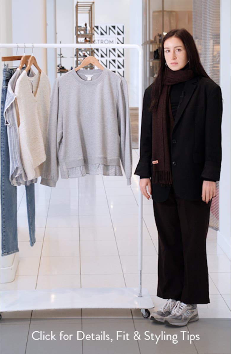 Puff Shoulder Mixed Media Sweatshirt, sales video thumbnail